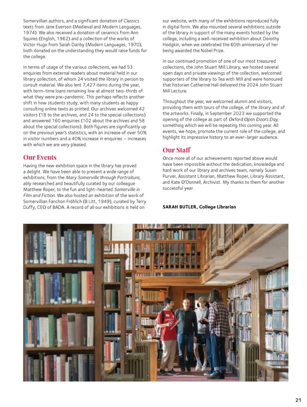 Somerville College Report | 2023-2024 - Page 21